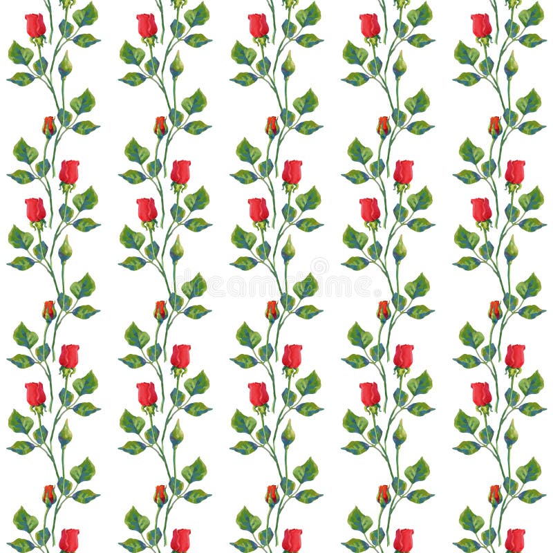 Floral Pattern with Red Roses. Vector Seamless Pattern with Oil or ...
