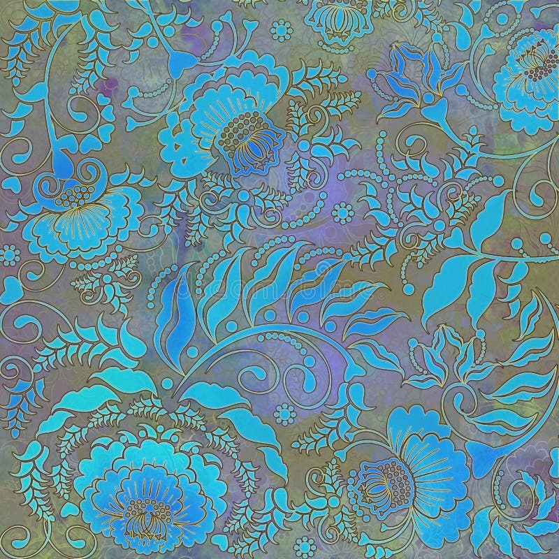 Floral pattern,turquoise-grey pastel colored, background