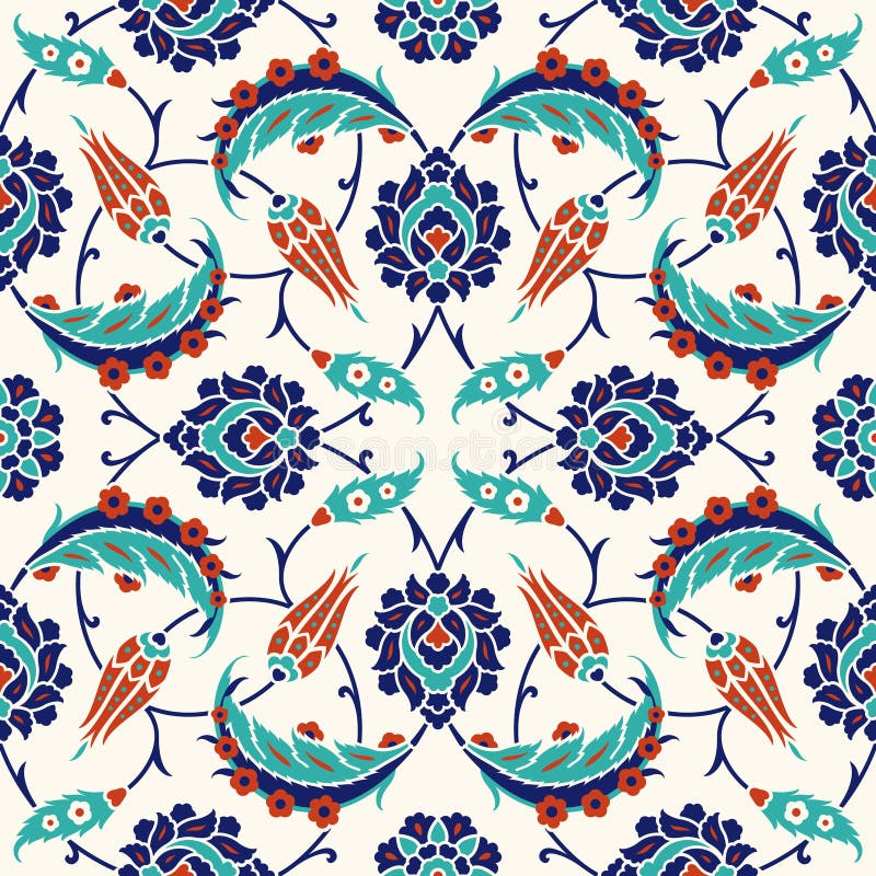 Floral pattern for your design. Traditional Turkish ï¿½ Ottoman seamless ornament. Iznik. stock illustration
