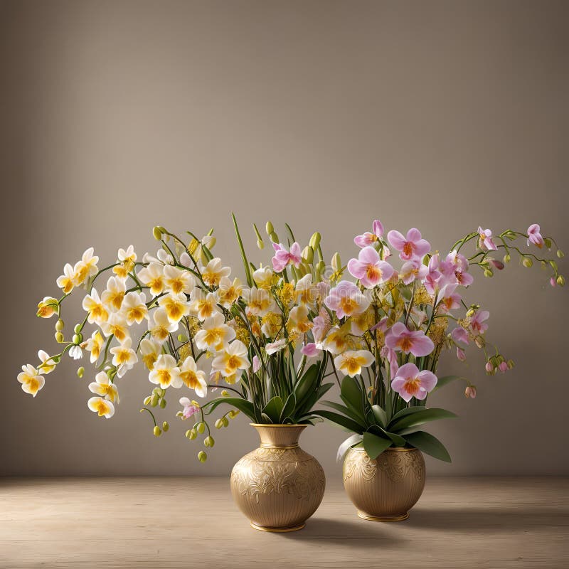 Floral Pot Realistic Wallpaper Design Stock Image Image of orchid