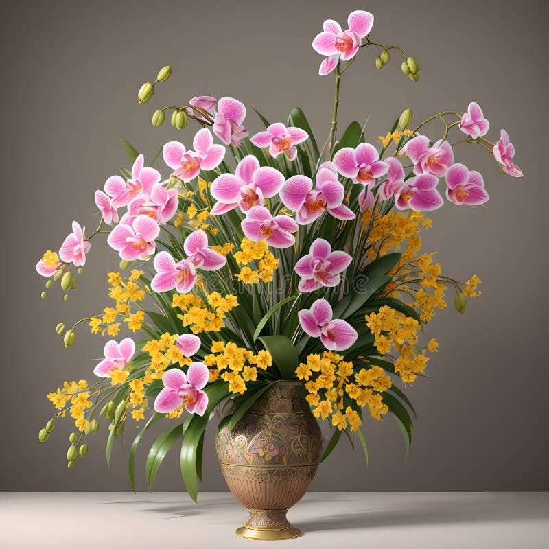 Floral Pot Realistic Wallpaper Design Stock Illustration Illustration