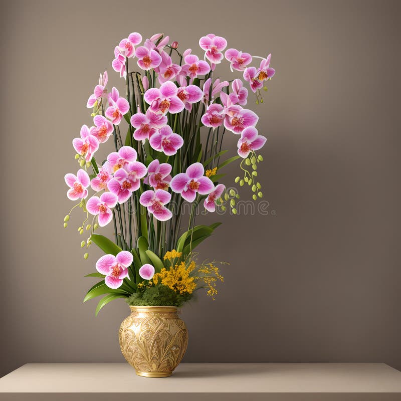 Floral Pot Realistic Wallpaper Design Stock Illustration Illustration