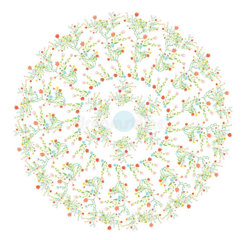 Floral round motive spring design vector illustration