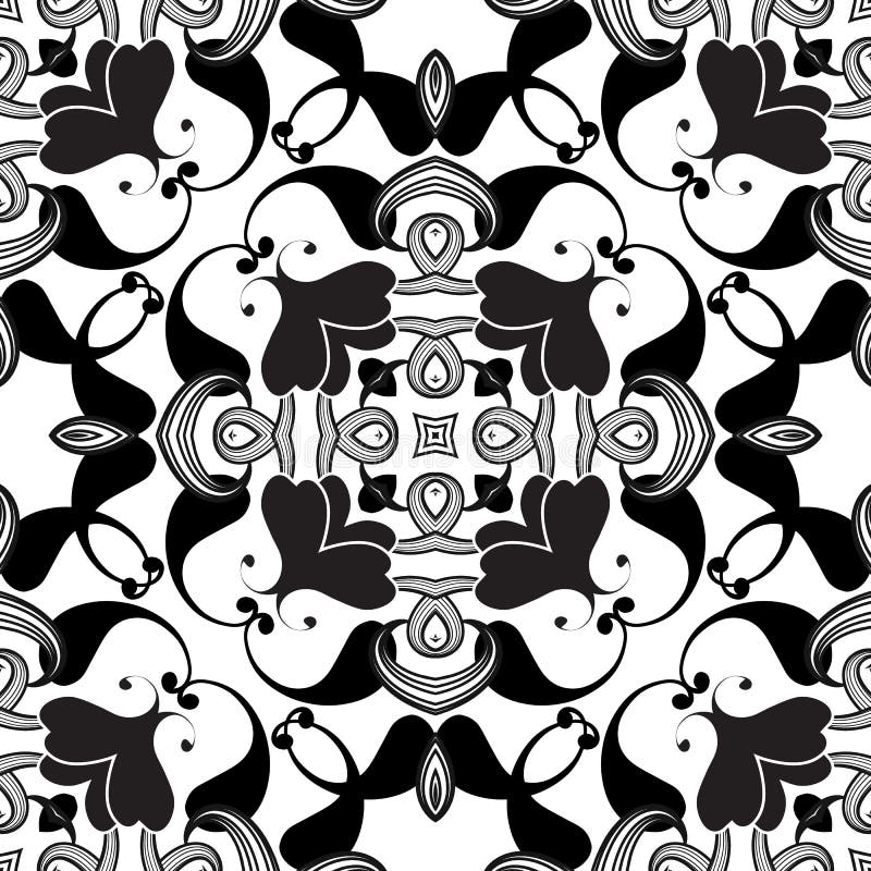 Floral Schwarz Weiss Paisley Vektor Nahtlos Muster Zierflorenruckgrau Zeichnen Atnisch Symmetrisches Pisley Vektor Abbildung Illustration Von Geometrisch Dekorativ