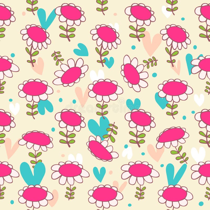 Floral seamless baby pattern. Camomiles delicate texture. Daisy. Bright background with flowers