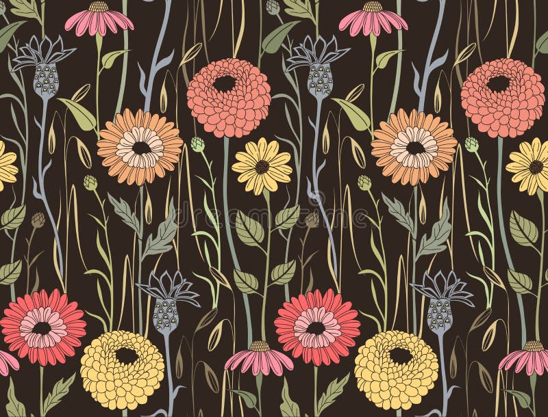 Floral seamless background vector illustration