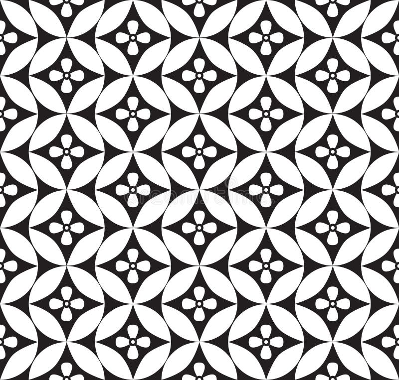 Floral seamless background. Abstract white and black floral geometric Seamless Texture vector illustration