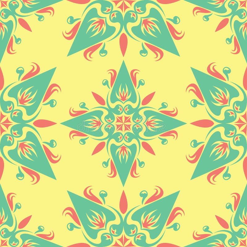 Floral Seamless Pattern. Bright Colored Background with Pink and Green