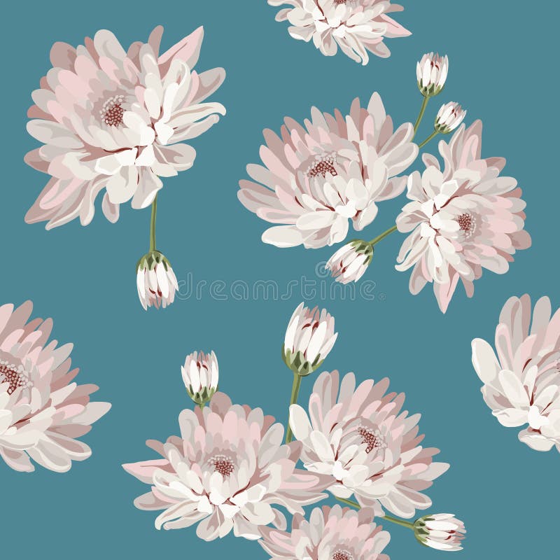 Floral seamless pattern with chrysanthemums