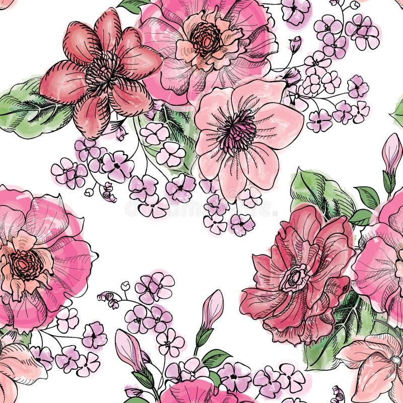 Floral Seamless Pattern. Flower Background. Stock Illustration ...