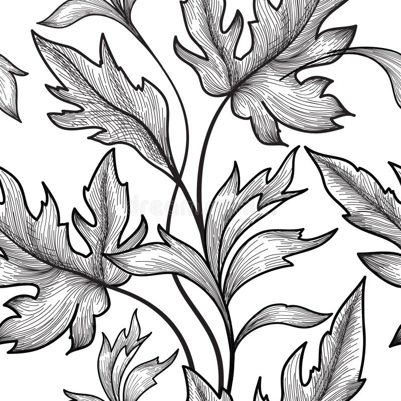 Floral seamless pattern. Flower and leaves background. Floral se