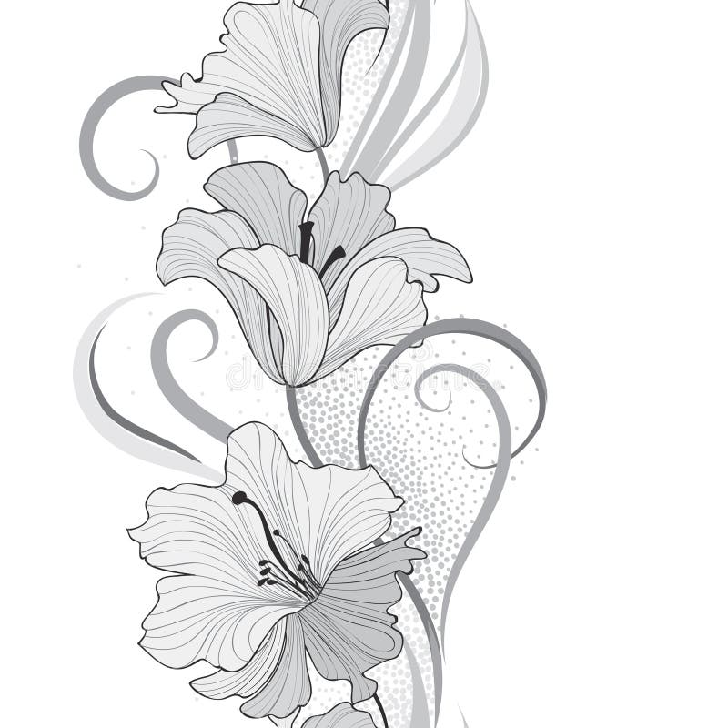 Lily border stock vector. Illustration of design, vector - 60969170