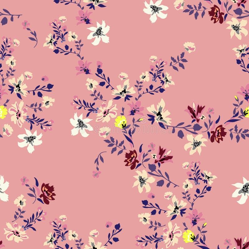 Floral seamless pattern with flowers, vector motifs for fabric print and embroidery. stock illustration