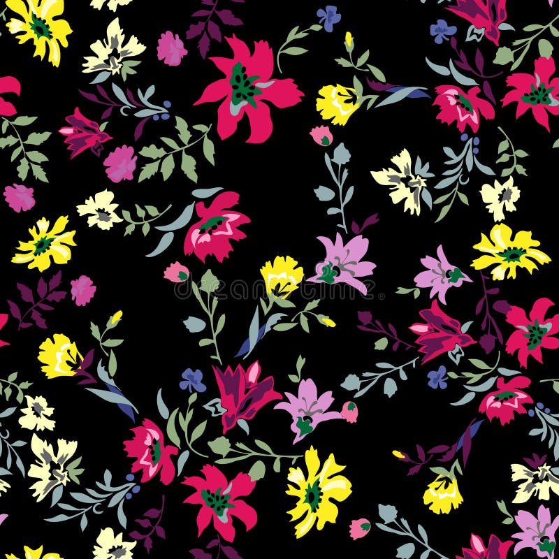 Floral seamless pattern with flowers, vector motifs for fabric print and embroidery. vector illustration