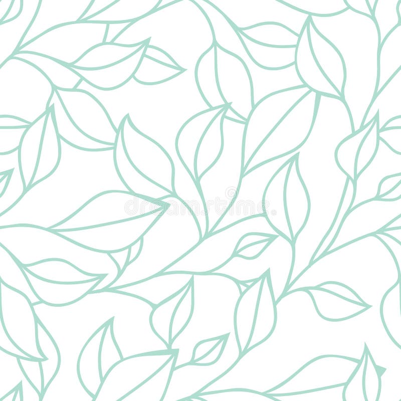 Floral seamless pattern with green leaf. Vector background