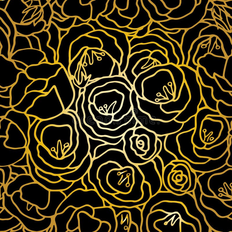 Floral seamless pattern with hand drawn roses