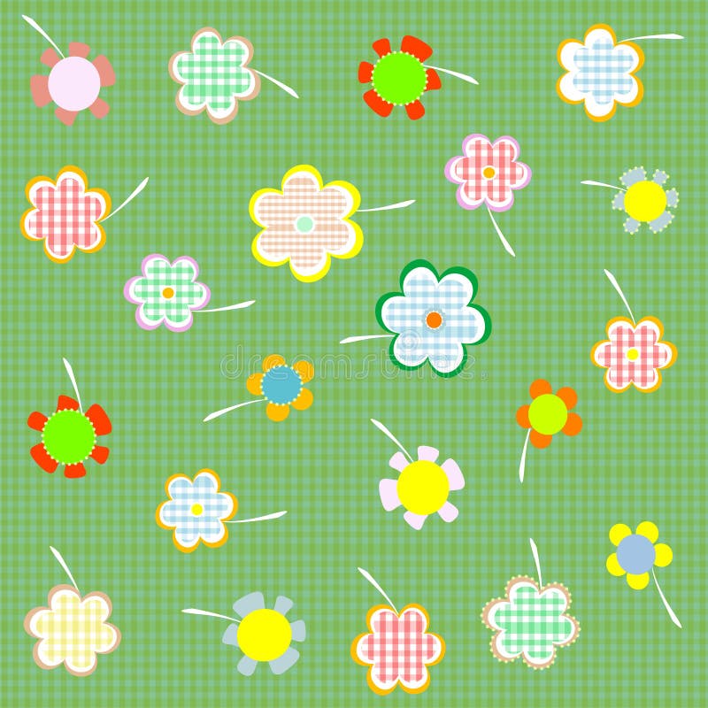 Floral seamless retro pattern with many flowers
