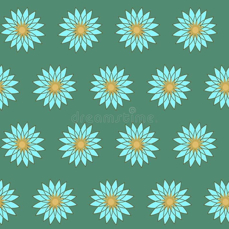 Seamless vector pattern with blue daisies, spring floral decorative background. royalty free illustration