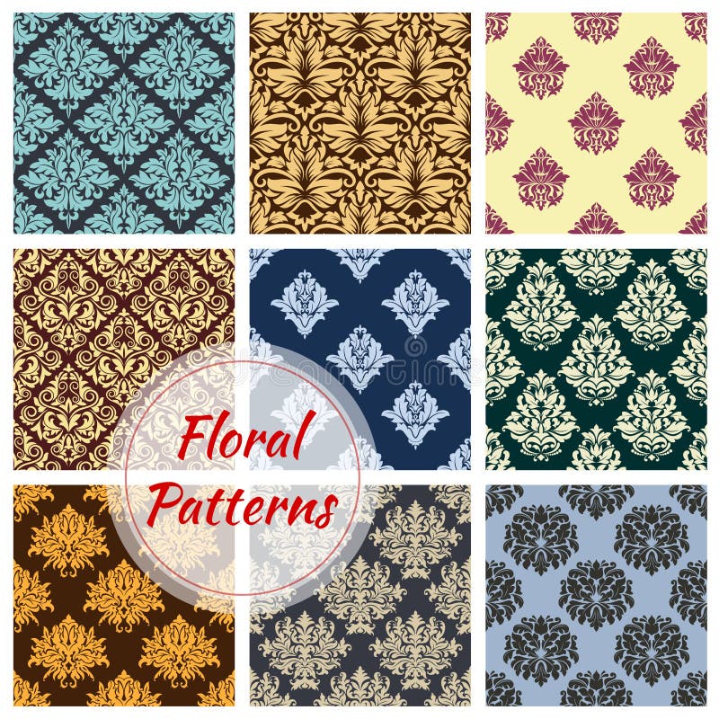 Floral seamless vector patterns of flower ornament