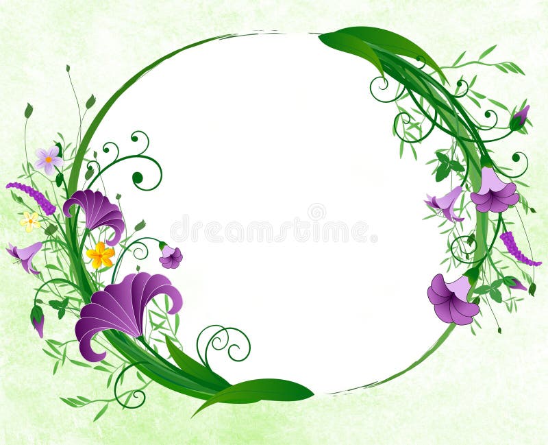 Floral spring oval border