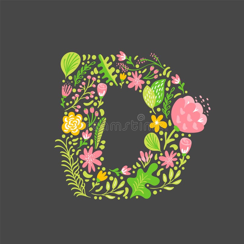 Floral Summer Letter D. Flower Capital Wedding Uppercase Alphabet ...