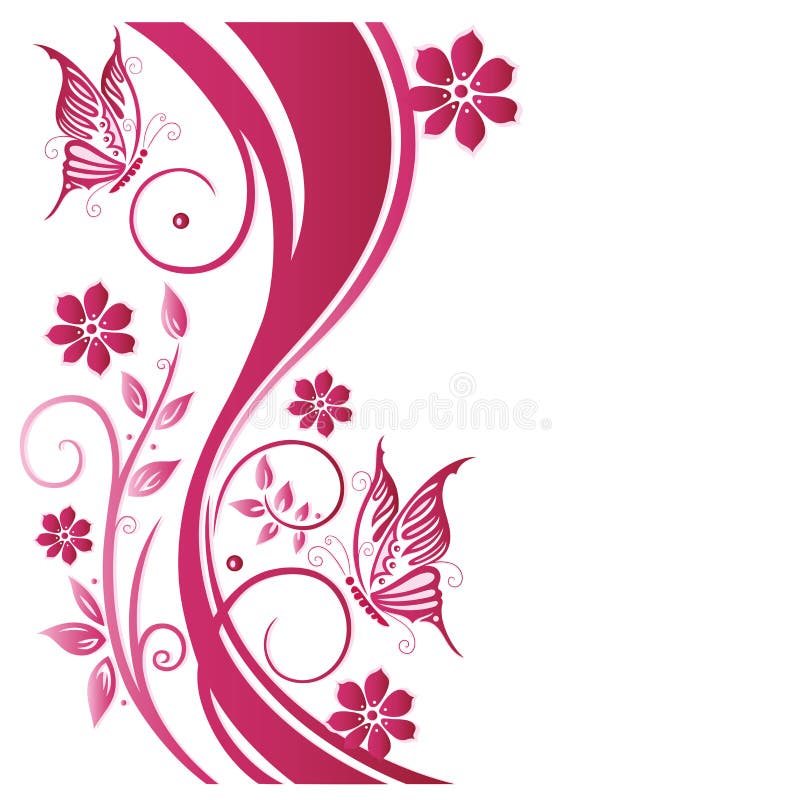 Floral Tendril, Flowers, Black Stock Vector - Illustration of isolated ...