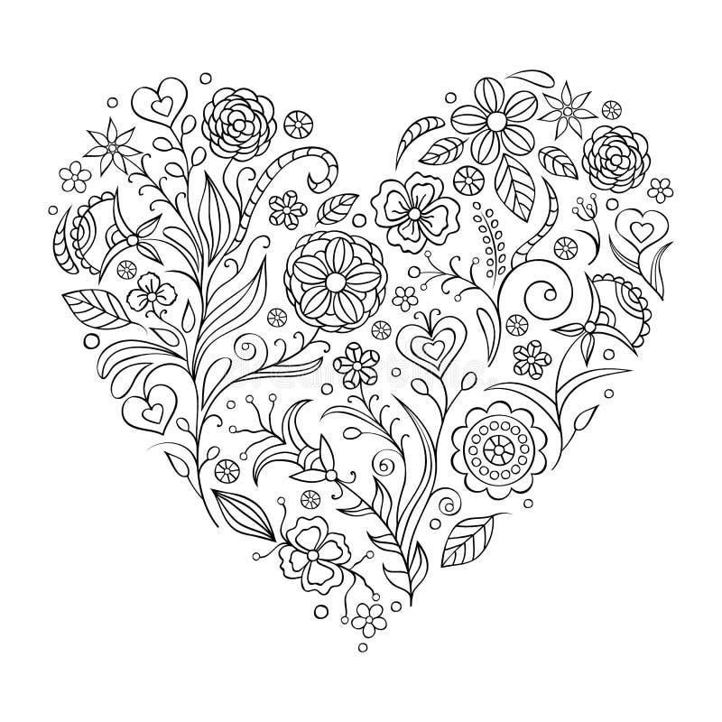 Floral valentines heart stock vector. Illustration of flourishes - 85293244