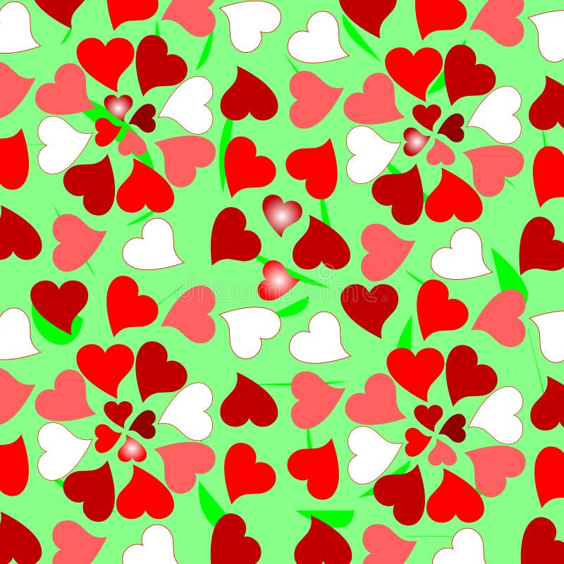 Floral valentines hearts romantic pattern backgrou