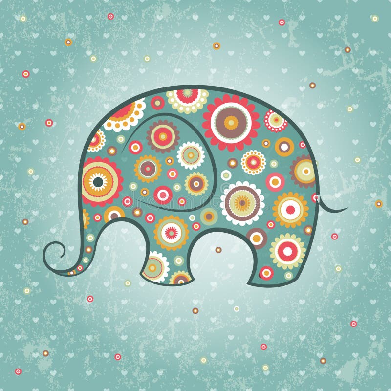 Floral vector elephant stock vector. Illustration of land 25328157