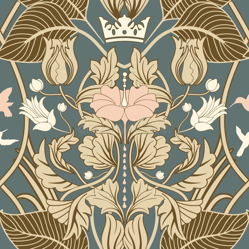 Vertical Seamless Pattern, Victorian Style. Vintage Floral Wallpaper ...