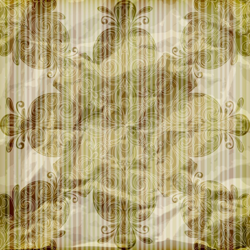 Floral wallpaper on striped background royalty free illustration
