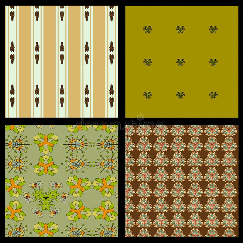 Floral Wallpaper Swatch Set Stock Illustration Illustration of colour