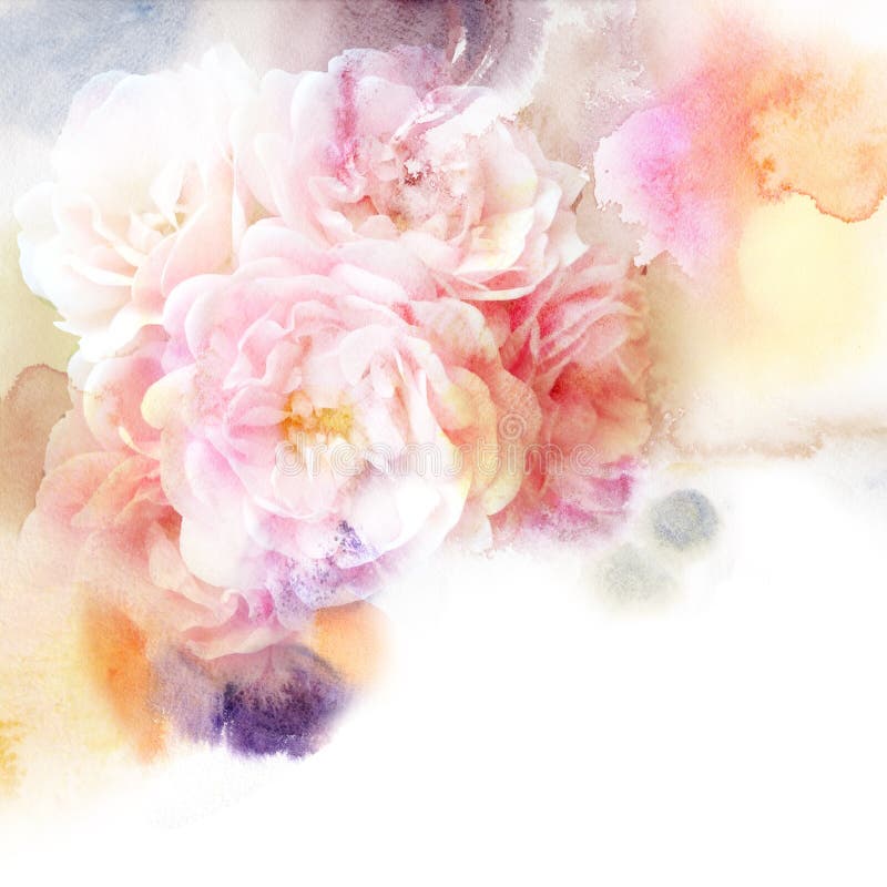 Floral Watercolor Background with Beautiful Flowers Stock Illustration ...