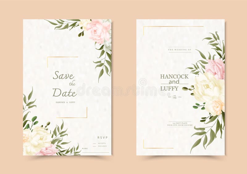 Beautiful Background with Watercolor Floral Wedding Invitation Card  Template Stock Vector - Illustration of frame, blossom: 199910109
