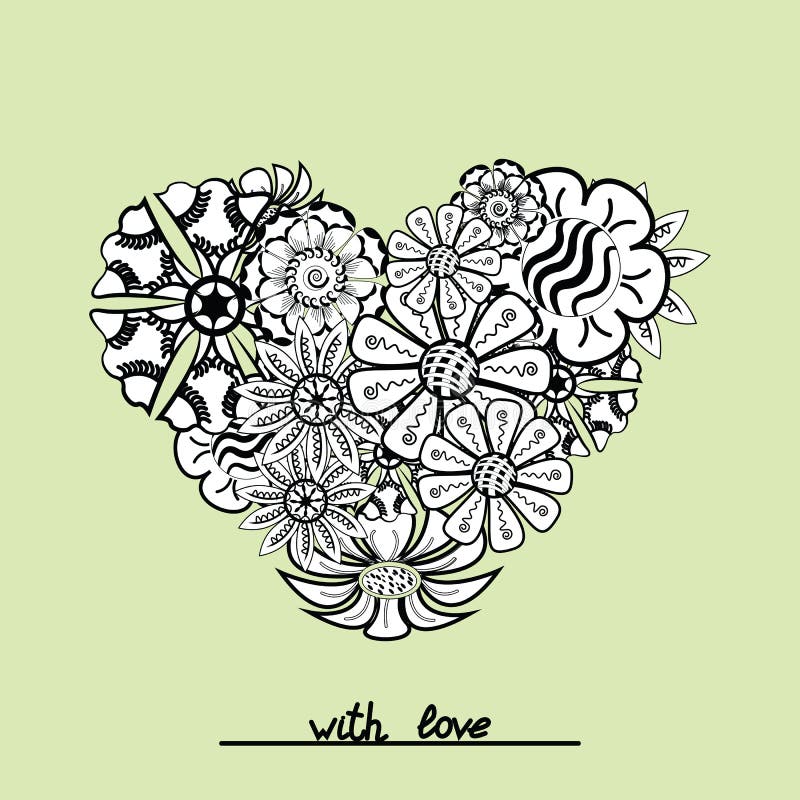 Floral zentangle heart object in vector. Hand draw vector illustration Floral zentangle heart object in vector. Hand draw vector illustration