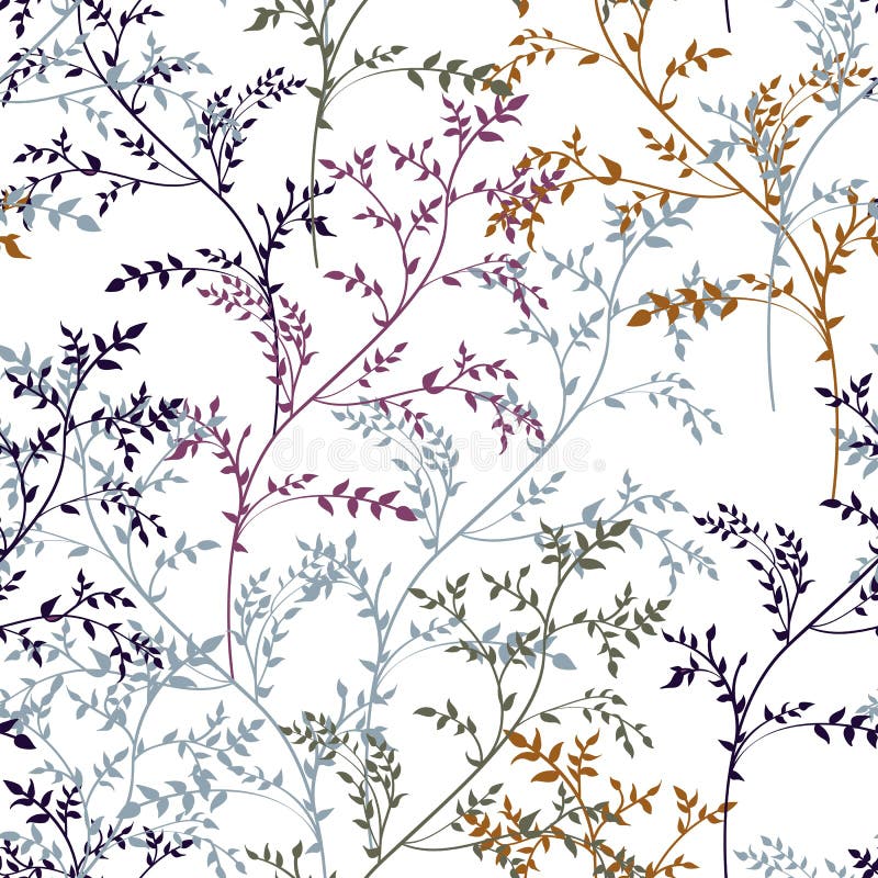 Floral αφηρημένο άνευ ραφής σχέδιο με τις γραμμικά εγκαταστάσεις και τα χορτάρια στην καφετιά, κίτρινη, μέντα, ροδανιλίνης χρώματ διανυσματική απεικόνιση Floral αφηρημένο άνευ ραφής σχέδιο με τις γραμμικά εγκαταστάσεις και τα χορτάρια στην καφετιά, κίτρινη, μέντα, ροδανιλίνης χρώματ διανυσματική απεικόνιση