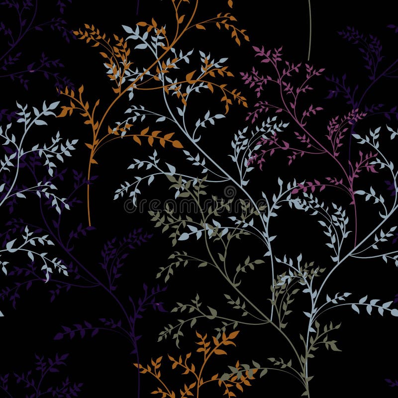Floral αφηρημένο άνευ ραφής σχέδιο με τις γραμμικά εγκαταστάσεις και τα χορτάρια στην καφετιά, κίτρινη, μέντα, ροδανιλίνης χρώματ διανυσματική απεικόνιση Floral αφηρημένο άνευ ραφής σχέδιο με τις γραμμικά εγκαταστάσεις και τα χορτάρια στην καφετιά, κίτρινη, μέντα, ροδανιλίνης χρώματ διανυσματική απεικόνιση