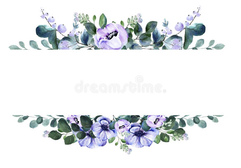 Floral έμβλημα λουλουδιών anemone watercolor premade διανυσματική απεικόνιση Floral έμβλημα λουλουδιών anemone watercolor premade διανυσματική απεικόνιση