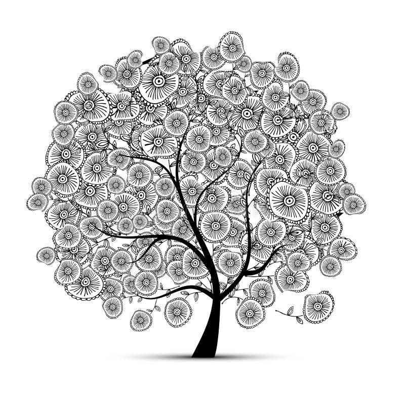 Floral tree for your design. Vector illustration. Floral tree for your design. Vector illustration