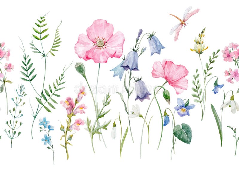 Floral διανυσματικό σχέδιο Watercolor διανυσματική απεικόνιση
