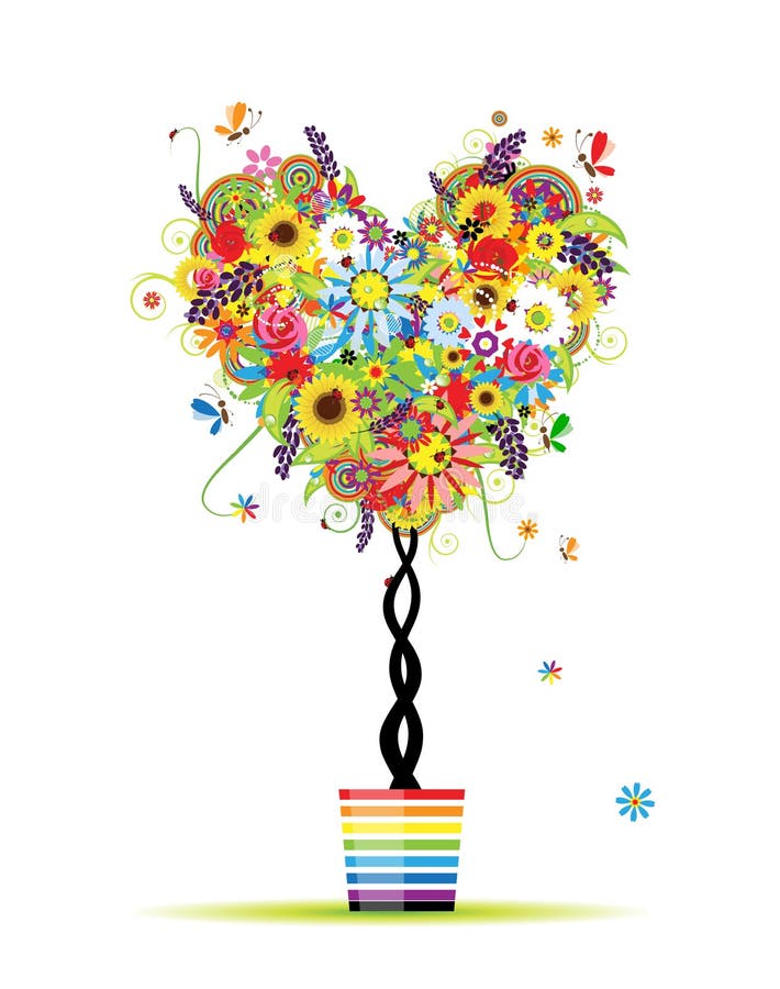 floral θερινό δέντρο μορφής δοχ&eps διανυσματική απεικόνιση floral θερινό δέντρο μορφής δοχ&eps διανυσματική απεικόνιση