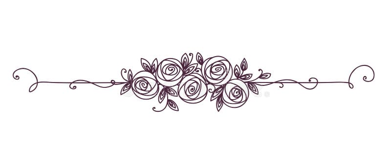 Floral κομψό σχέδιο γραπτό Εκλεκτής ποιότητας στοιχείο για την τέχνη γραμμών ντεκόρ Αυξήθηκε περίληψη λουλουδιών διανυσματική απεικόνιση