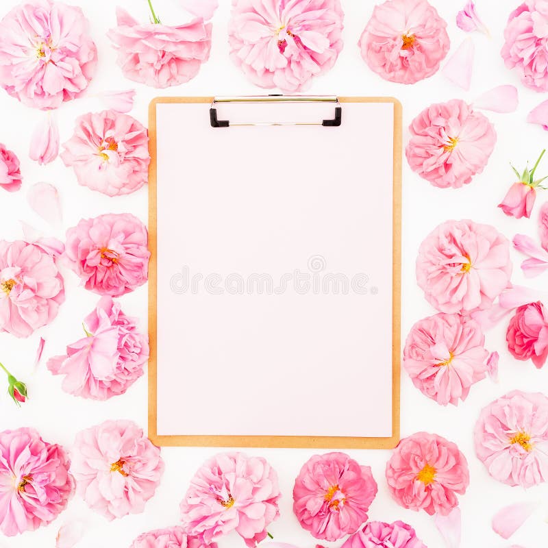 Floral πλαίσιο των ρόδινων τριαντάφυλλων και των πετάλων κρητιδογραφιών στο άσπρο υπόβαθρο r E διανυσματική απεικόνιση Floral πλαίσιο των ρόδινων τριαντάφυλλων και των πετάλων κρητιδογραφιών στο άσπρο υπόβαθρο r E διανυσματική απεικόνιση