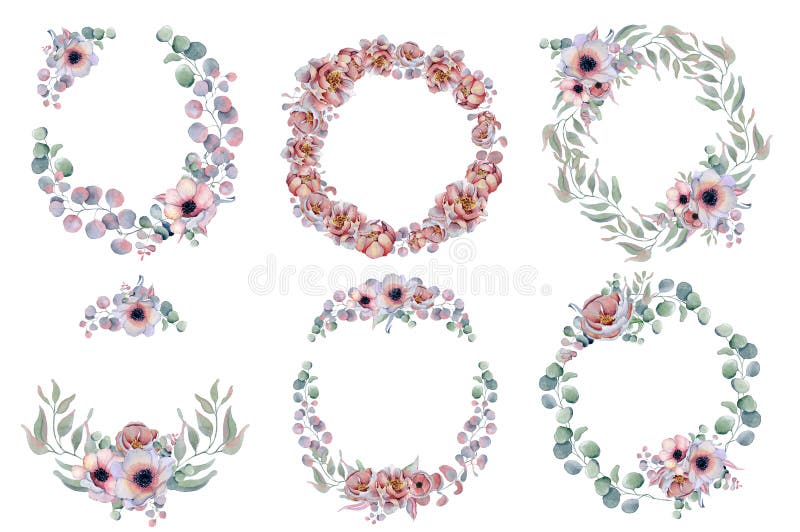 Floral στεφάνια Watercolor με την κορδέλλα για το κείμενό σας το έμβλημα είναι μπορεί διαφορετικοί floral σκοποί απεικόνισης χρησ στοκ εικόνες Floral στεφάνια Watercolor με την κορδέλλα για το κείμενό σας το έμβλημα είναι μπορεί διαφορετικοί floral σκοποί απεικόνισης χρησ στοκ εικόνες