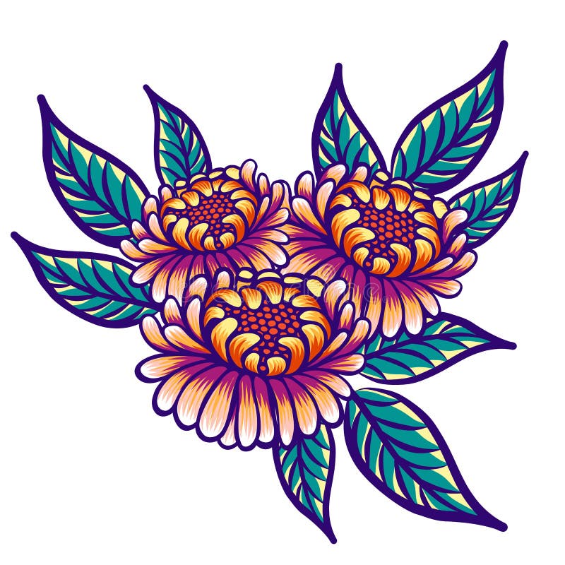 Floral συρμένα χέρι εκλεκτής ποιότητας λουλούδια Μυθικά πορτοκαλής-πορφυρά λουλούδια και πράσινα φύλλα σε ένα άσπρο υπόβαθρο τροπ απεικόνιση αποθεμάτων Floral συρμένα χέρι εκλεκτής ποιότητας λουλούδια Μυθικά πορτοκαλής-πορφυρά λουλούδια και πράσινα φύλλα σε ένα άσπρο υπόβαθρο τροπ απεικόνιση αποθεμάτων