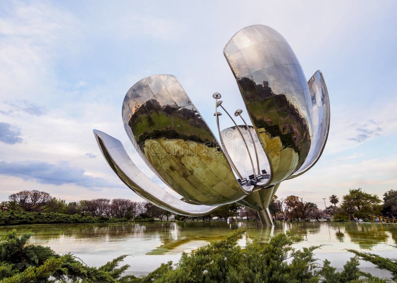 Floralis Generica In Buenos Aires Editorial Photo Image of pond