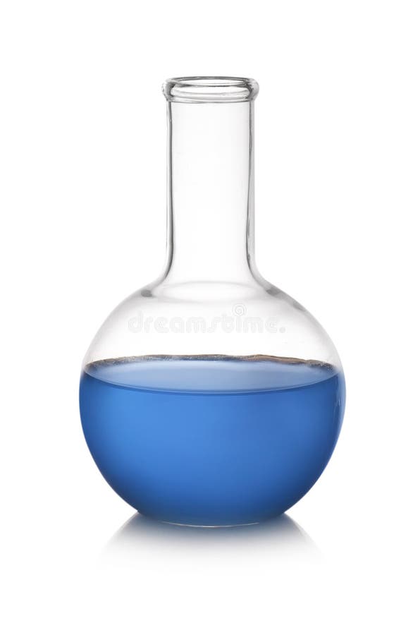 Florence Flask With Red Liquid Near Laboratory Glassware On Background