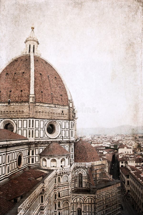 Postcard From Florence, Italy, Vintage Retro Style. Stock Image Image