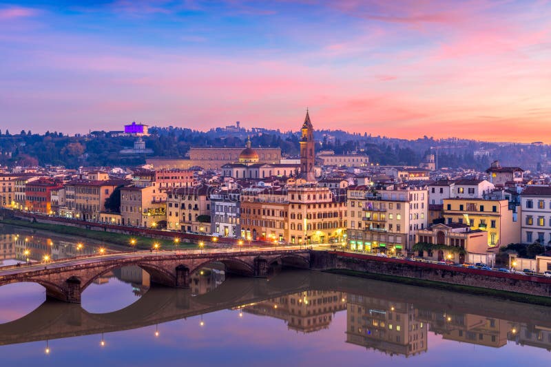 Florence, Italy Overlooking the Arno River Stock Image Image of