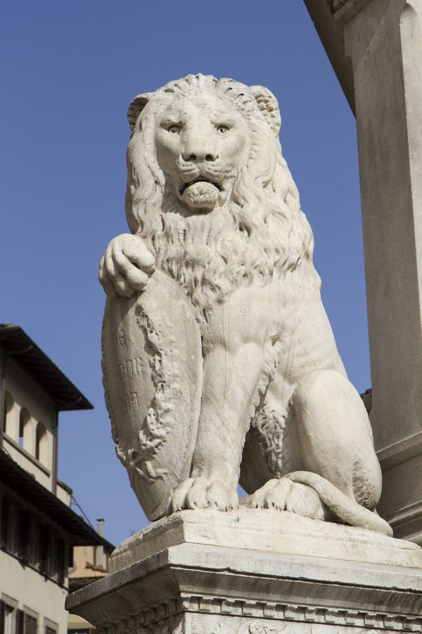 Florence, Lion of the Loggia Dei Lanzi or the Signoria Stock Image
